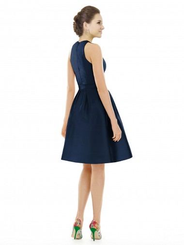 Short Halter Cocktail Length Luxe Satin Cocktail Bridesmaid Dress Canada