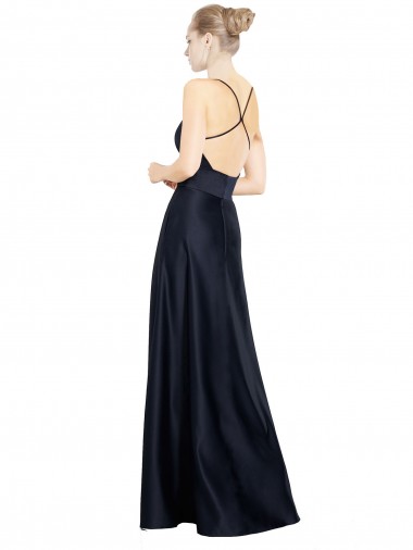 Sexy Satin Bridesmaids Dress with Deep V-Neckline and Strappy Back Canada
