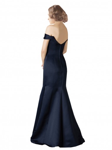 Fit and Flare Satin Bridesmaid Dress / Prom Dress with Off the Shoulder Neckline Canada