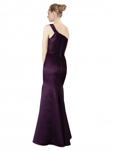 Long Ruched Neckline One Shoulder Satin Bridesmaid Dress / Prom Dress Canada