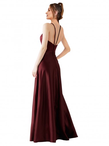 Sleek Satin Bridesmaids Dress with Pockets Canada