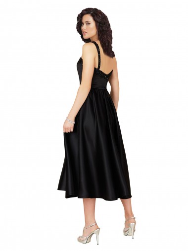 Short Cocktail Length Square Neck Satin Bridesmaid Dress / Prom Dress with Beading Canada