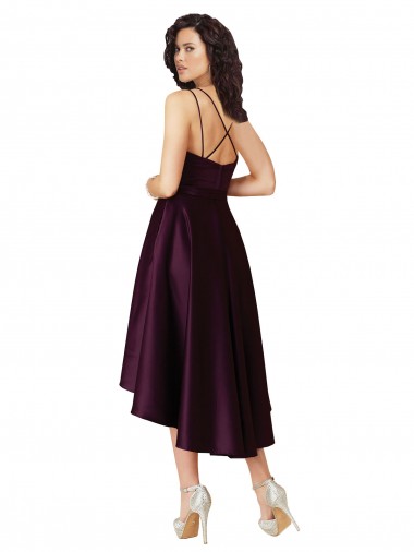Elegant High Low Satin Bridesmaid Dress / Prom Dress with Criss Cross Back Canada