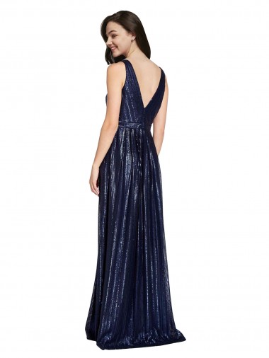 Long V-Neck Sparking Formal Sequin Bridesmaid Dress / Prom Dress with Low V-Back Canada