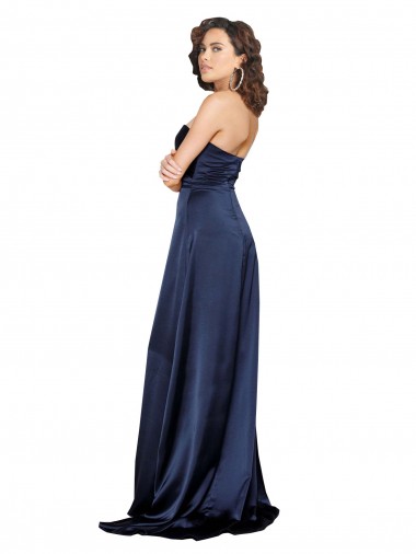Knotted Sweetheart Formal Silky Satin Bridesmaid Dress / Prom Dress with High Side Split Canada