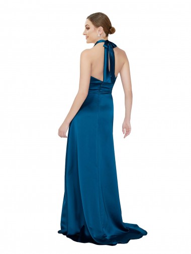 Halter Neck Formal Silky Satin Bridesmaid Dress / Prom Dress Canada