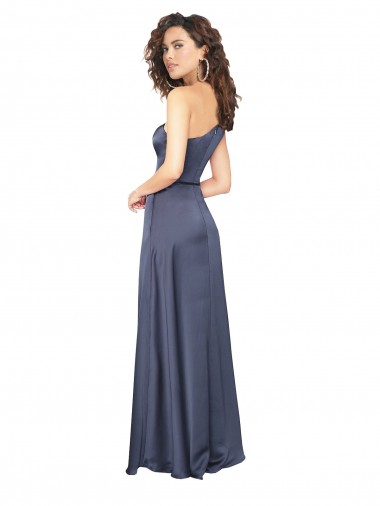 Draped Formal Silky Satin Bridesmaid Dress / Prom Dress with Tied Waist Canada