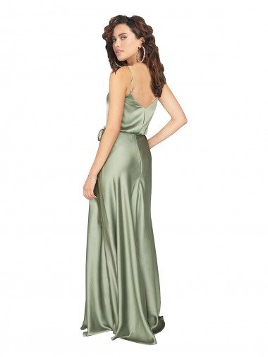 Formal Silky Satin Bridesmaid Dress with Tied Waist Canada