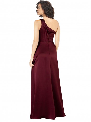 One Shoulder Formal Silky Satin Bridesmaid Dress / Prom Dress with Subtle Pleats Canada