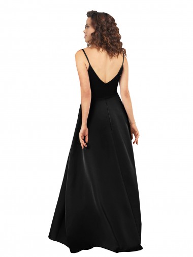 High Low V-Neckline Formal Silky Satin Tulip Bridesmaid Dress / Prom Dress with Wrap Skirt Canada
