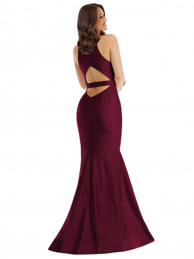 Plunge Neckline Cutout Low Back Formal Silky Satin Mermaid Bridesmaid Dress / Prom Dress Canada