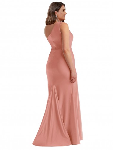 Cascade Ruffle One Shoulder Bustier Formal Silky Satin Mermaid Bridesmaid Dress / Prom Dress Canada