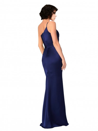 One Shoulder Formal Silky Satin Bridesmaid Dress / Prom Dress with Skirt Slit Canada