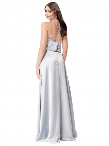 Halter Neck Formal Silky Satin Bridesmaid Dress with Strappy Back Canada
