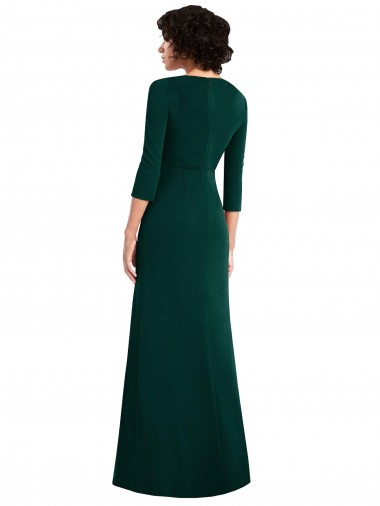 Floor Length 3/4 Sleeves V-Back Draped Wrap Formal Maxi Spandex Bridesmaid Dress / Prom Dress Canada