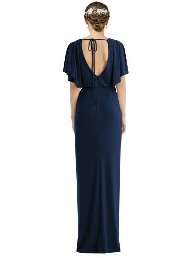 Open Back Short Sleeves Draped Tulip Skirt Maxi Spandex Bridesmaid Dress / Prom Dress Canada