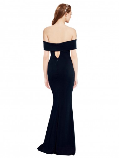 Off the Shoulder Fitted Formal Crepe Bridesmaid Dress / Prom Dress with Back Cut Out Canada