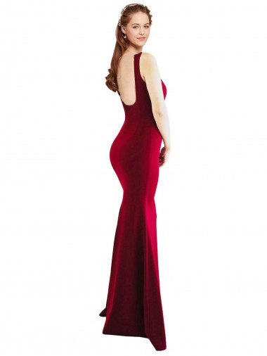 Square Neckline and Backline Fitted Formal Crepe Bridesmaid Dress / Prom Dress Canada