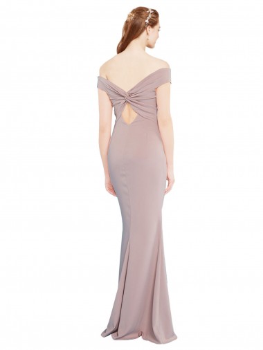 Knotted Off the Shoulder Formal Crepe Bridesmaid Dress / Prom Dress with Cut-Out Back Canada