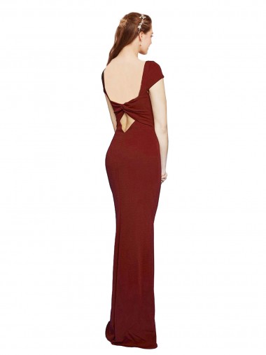 Cap Sleelves Mermaid Formal Crepe Bridesmaid Dress / Prom Dress Keyhole Back Canada