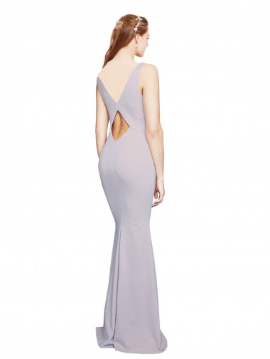 Cut-Out Back V-Neckline Mermaid Formal Crepe Bridesmaid Dress / Prom Dress Keyhole Back Canada