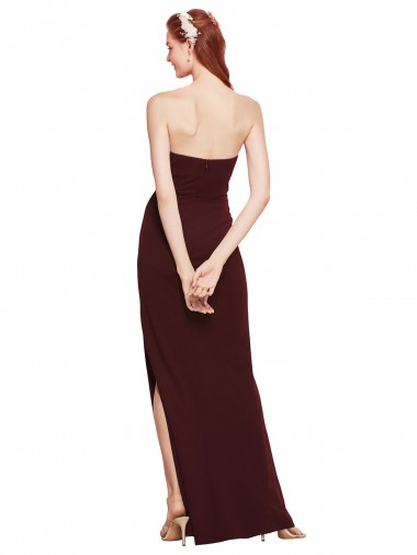 Twisted Strapless Keyhole Long Formal Crepe Bridesmaid Dress / Prom Dress with Slit Canada