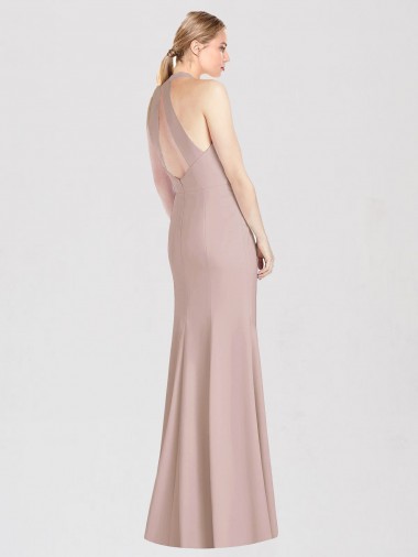 High Neck Cutout Halter Trumpet Bridesmaid Dress Canada