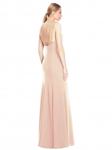 V-Spaghetti Strap Open Back Bateau Neck Trumpet Bridesmaid Dress / Prom Dress Canada