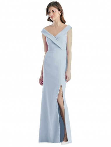 Shop Romantic Off the Shoulder Long Maxi Bridesmaid Dress with Side Slit Canada
