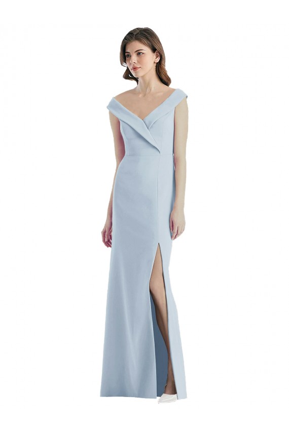 Romantic Off the Shoulder Long Maxi Bridesmaid Dress with Side Slit Canada