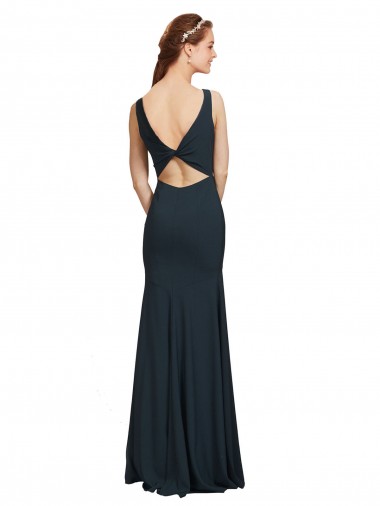 Sleeveless Bateau Neckline Crepe Bridesmaid Dress / Prom Dress with Twist Back Canada