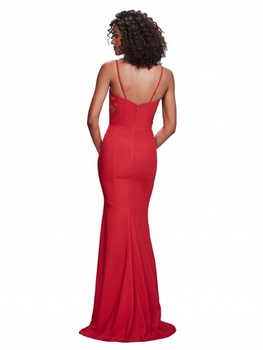 Spaghetti Strap Slip Neckline Formal Crepe Bridesmaid Dress / Prom Dress Canada
