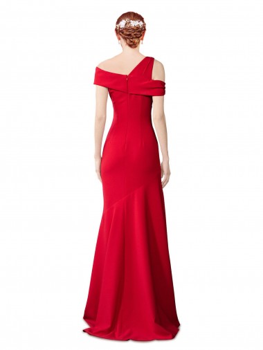 Sleeveless Ruched Formal Crepe Mermaid Bridesmaid Dress / Prom Dress with Off The Shoulder Detail Canada