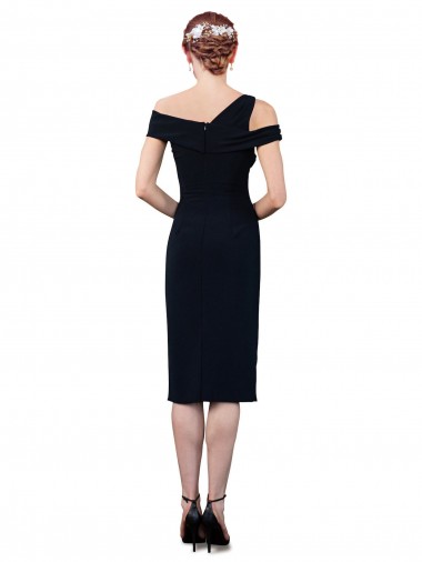 Draped Cross Shoulder Stretch Formal Crepe Cocktail Dress / Homecoming Dress Canada