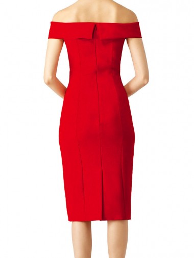 Off the Shoulder Square Neck Cocktail Length Bridesmaid Dress / Prom Homecoming Dress Canada