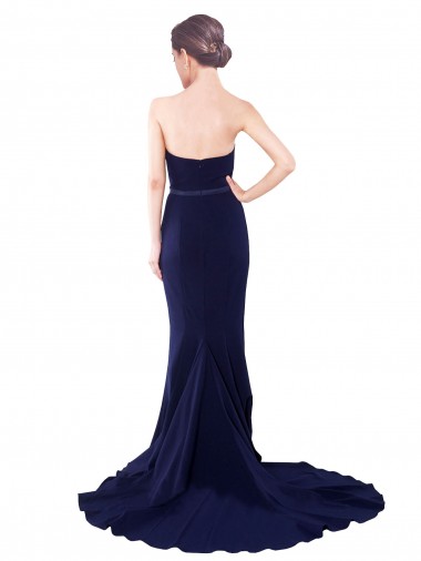 Strapless Sweetheart Neckline Crepe Bridesmaid Dress / Prom Dress with Satin Waistband Canada