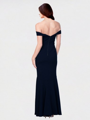 Mermaid Off the Shoulder Long Formal Crepe Bridesmaid Dress / Prom Dress with Low Back Canada