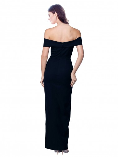 Off the Shoulder Long Full Length Formal Crepe Bridesmaid Dress / Prom Dress with Side Split Canada