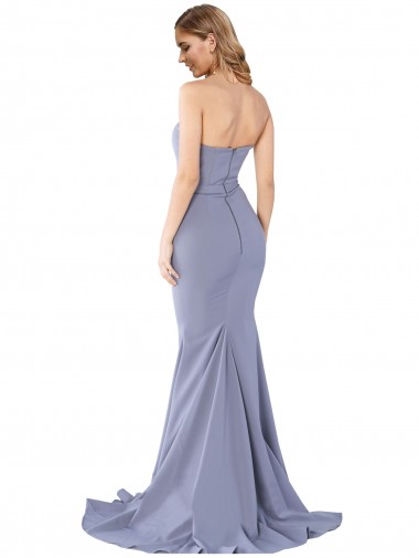 Long Strapless Sweetheart Sweep Train Formal Crepe Bridesmaid Dress / Prom Dress with Low Back Canada
