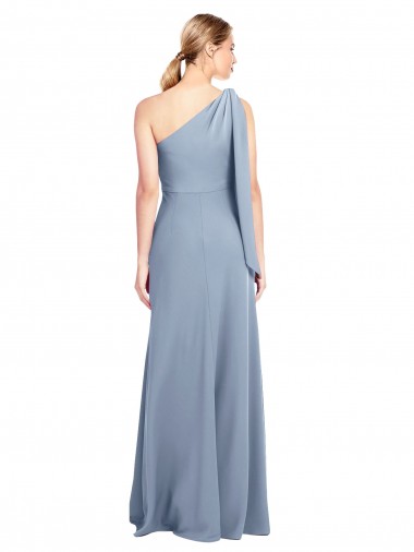 Draped Flutter Sleeves One Shoulder Stretch Formal Crepe Bridesmaid Dress / Prom Dress Canada