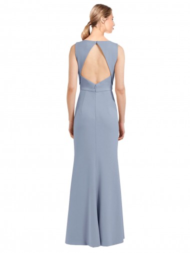 Boat Neckline and Sleek Fit and Flare Crepe Bridesmaid Dress with Keyhole Back Canada