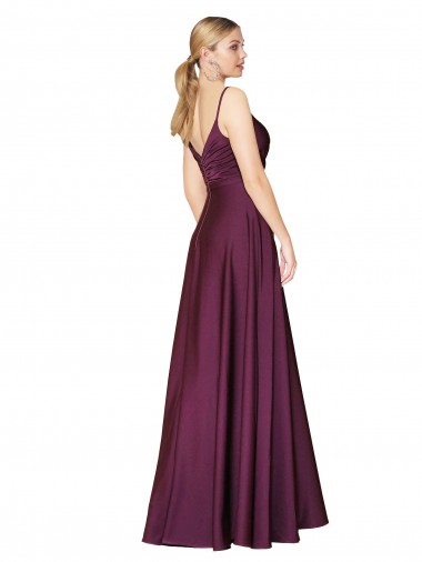 High Neck Spaghetti Straps Long V-Back Formal Crepe Bridesmaid Dress / Prom Dress Canada