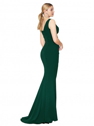 V-Neck Floor Length Long Formal Crepe Mermaid Bridesmaid Dress / Prom Dress Canada