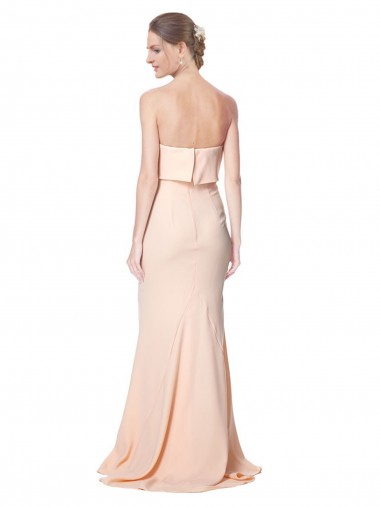 High Neck Strapless Long Formal Crepe Maxi Bridesmaid Dress / Prom Dress with Overlay Canada