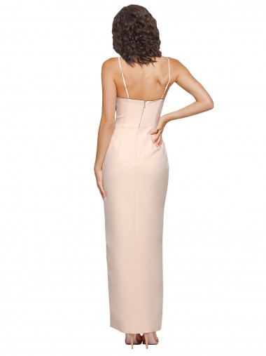 Long Full Length Ruffles Strapless Low Back Crepe Bridesmaid Dress / Prom Dress with Straps Canada