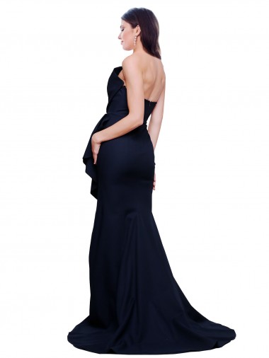 Long Strapless Sweep Train Low Back Crepe Bridesmaid Dress / Prom Dress Canada