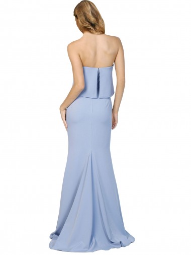 Strapless Full Length Formal Crepe Bridesmaid Dress / Prom Dress with Bodice Overlay Canada