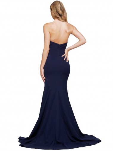 Fit and Flare Sweetheart Long Formal Crepe Bridesmaid Dress / Prom Dress with Sweep Train Canada