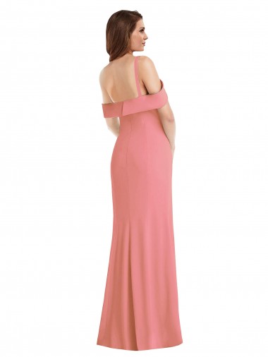One Shoulder Draped Cuff Maxi Bridesmaid Dress / Prom Dress with Front Slit Canada