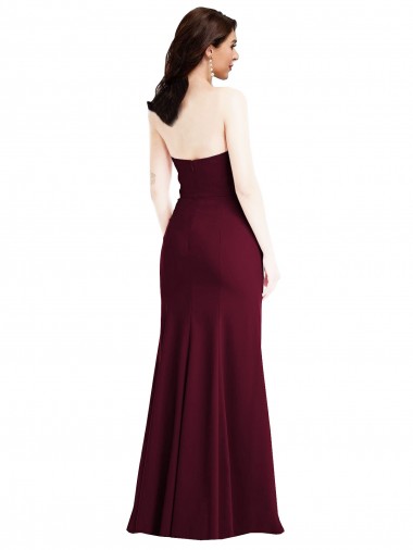 Strapless Crepe Maxi Bridesmaid Dress / Prom Dress with Front Slit Canada